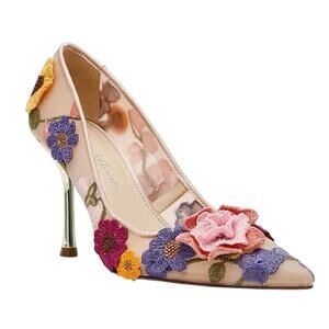 BETSEY JOHNSON Aimey Floral Applique Mesh Pumps Size 11 New in Box SOO